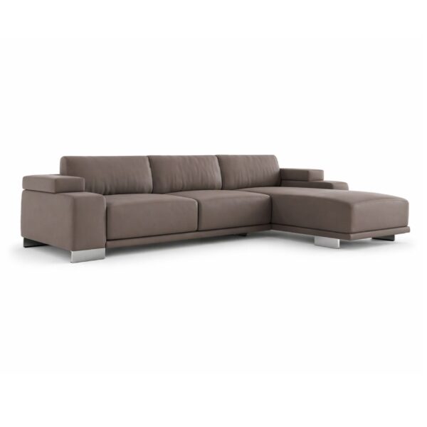 Three-seater Eden sofa with integrated chaise longue and sliding cushion design for enhanced comfort and modular seating