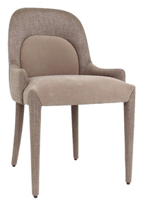Image description: Dining chair, from Jetclass, with fabrics in earth tones.
