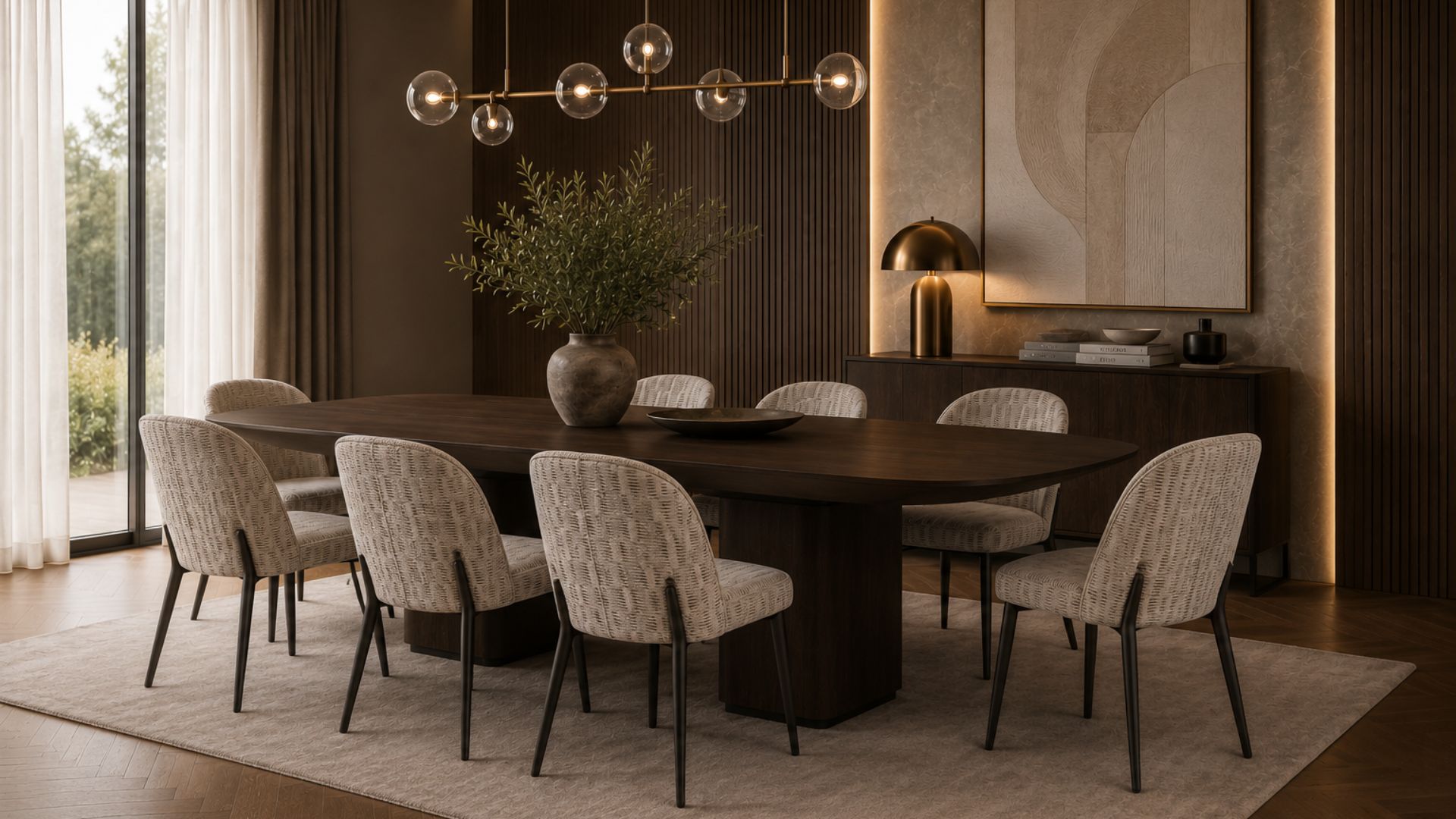 Atena chair in a quiet luxury interior design living space with neutral tones and elegant materials